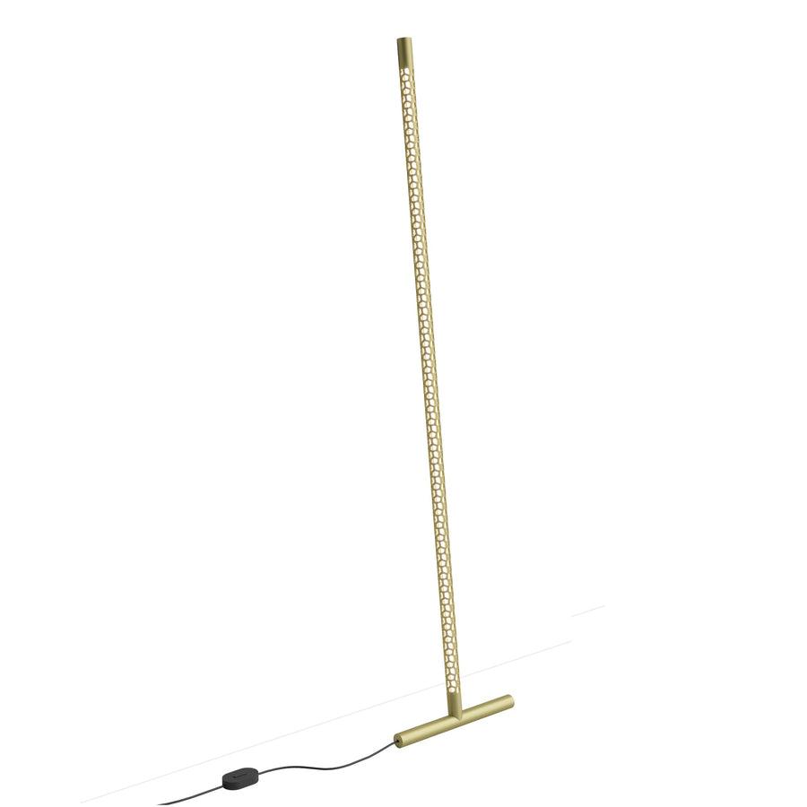 Squiggle gulvlampe fra Rotaliana med bugtet arm i guld
