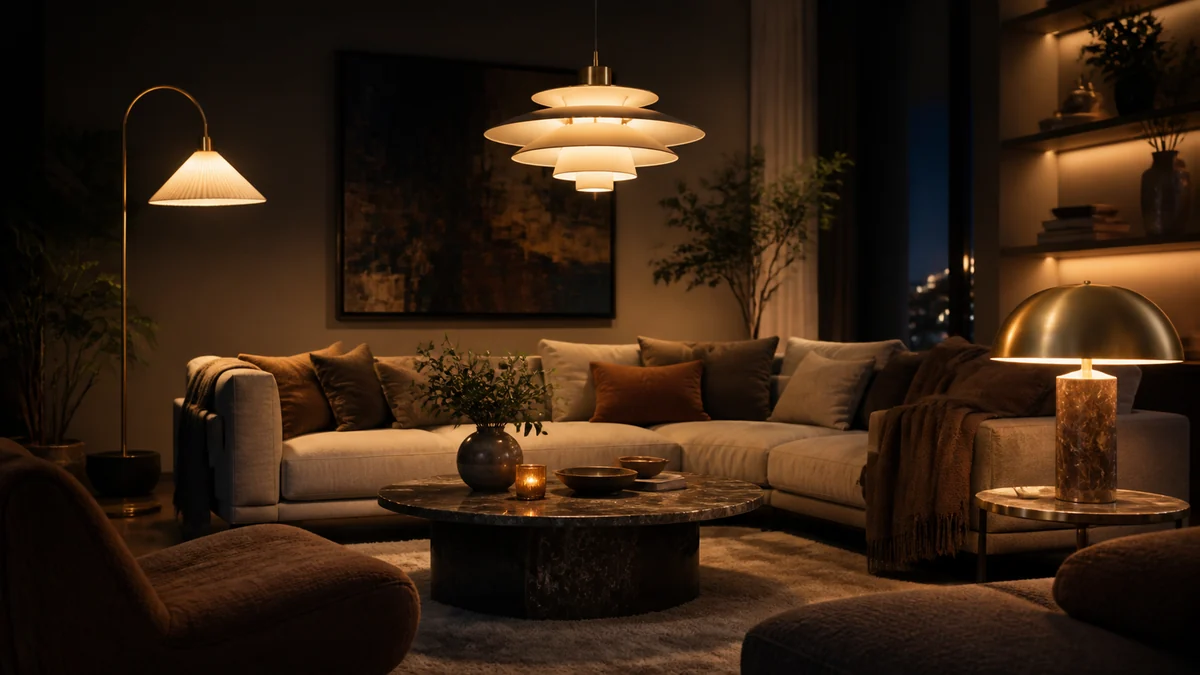 Lampe til stuen: sådan planlægger du lyset i hele rummet